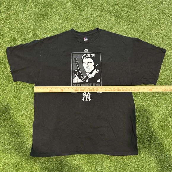 New York Yankees T Shirt Mens Size 2XL Black Majestic Star Wars Han Solo Graphic - Picture 4 of 9